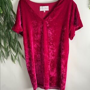 Charles Henry Velvet Midi Dress in Rich Red